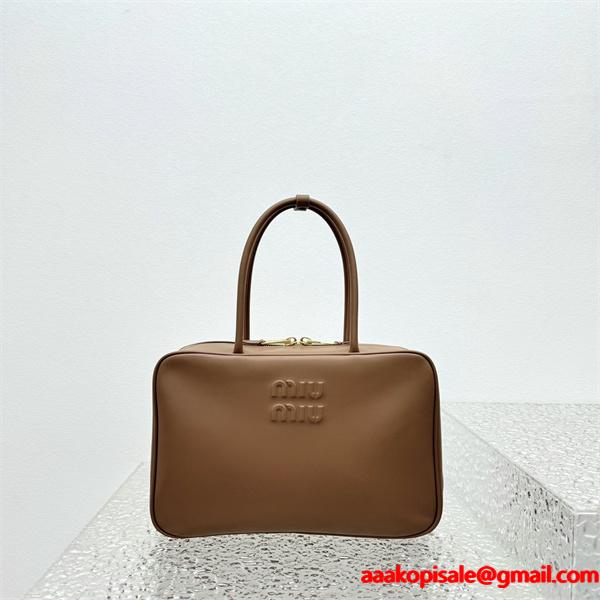 温もりキャメル 新作注目 シンプル上質 しっとりレザー ボックスバッグ MIUMIU ミュウミュウ コピー