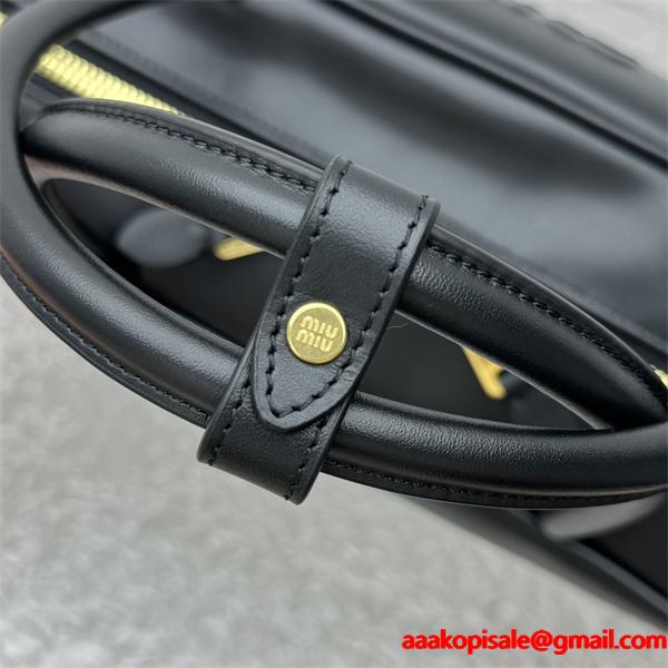 MIUMIU ミュウミュウ 偽物 ネイビー トレンドリッチ 人気上昇 大容量レザーボックスバッグ 