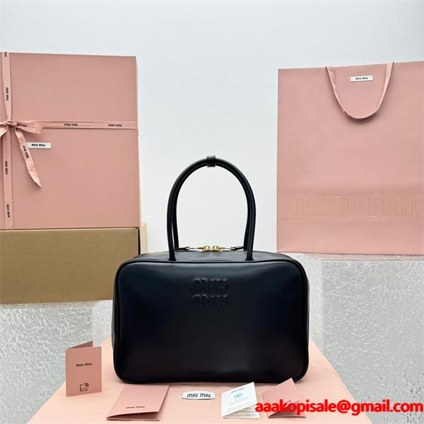 MIUMIU ミュウミュウ 偽物 ネイビー トレンドリッチ 人気上昇 大容量レザーボックスバッグ 