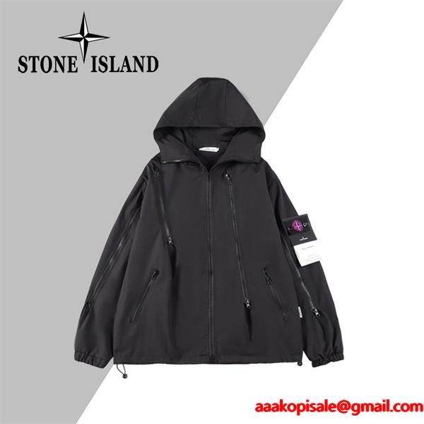 2025秋冬 ブラック 新作軽量 スタイリッシュ STONE ISLAND ストーンアイランド 偽物 ジャケット