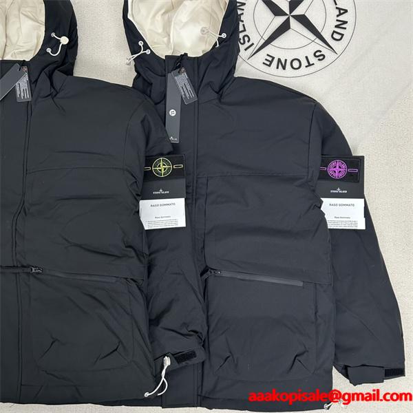 STONE ISLAND ストーンアイランド 偽物 2025秋冬 定番 ブラック 人気注目 保温力抜群 ダウンジャケット