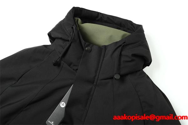 ブラック 高耐久素材 防風強化 ハイスペックフーデッド ダウンジャケット STONE ISLAND ストーンアイランド コピー 