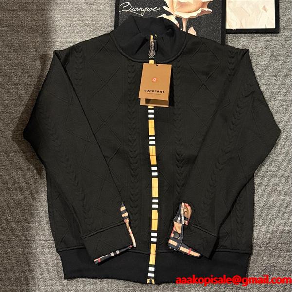 秋冬 ブラックBURBERRY バーバリー コピー  注目度高め 立体編み込み トラック ジャケット
