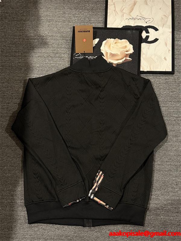秋冬 ブラックBURBERRY バーバリー コピー  注目度高め 立体編み込み トラック ジャケット