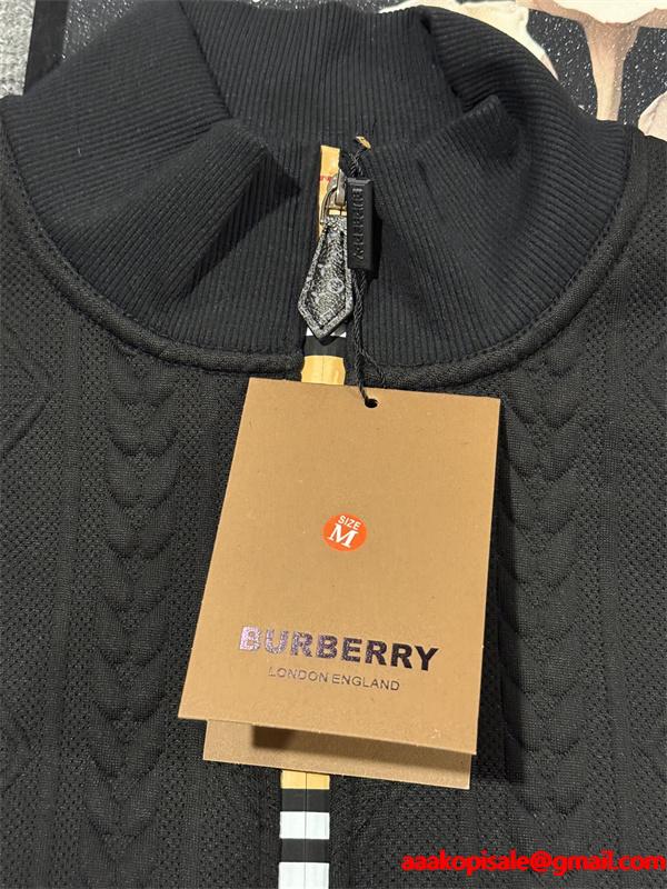 秋冬 ブラックBURBERRY バーバリー コピー  注目度高め 立体編み込み トラック ジャケット