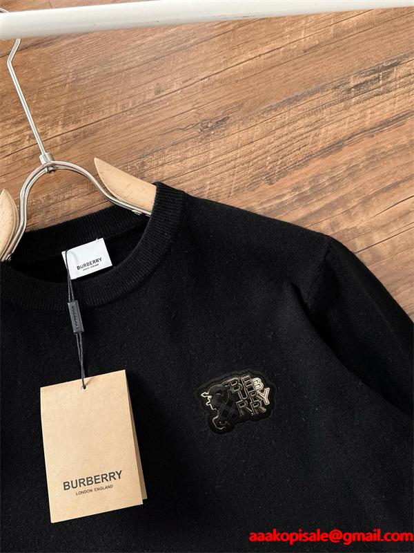 ブラック 注目度高め 立体ワッペン ニットトップス BURBERRY バーバリー コピー セーター