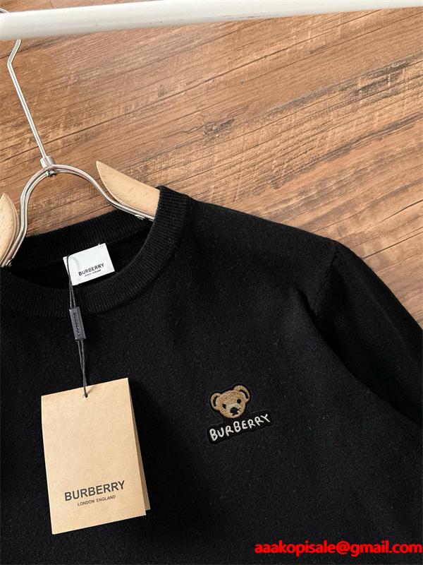 秋冬 ブラック 検索人気 ベア刺繍 可愛い ニット セーター BURBERRY バーバリー スーパーコピー