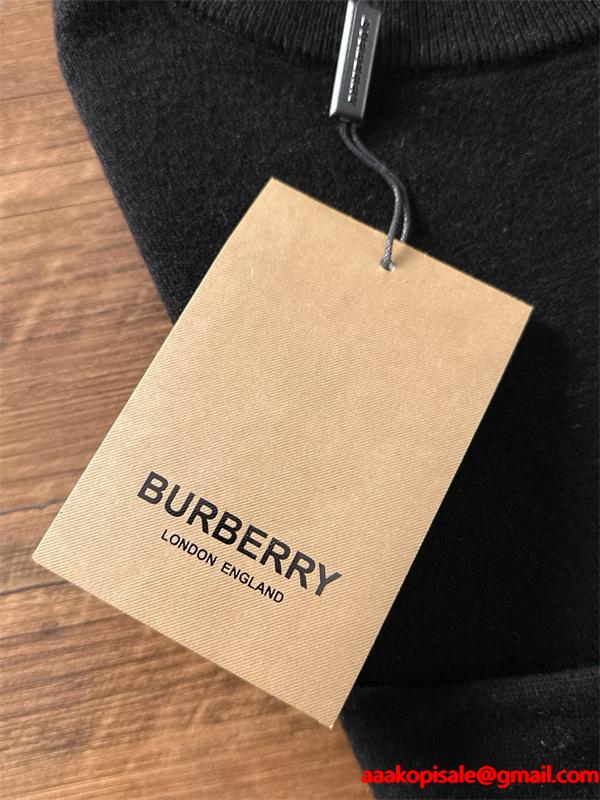 BURBERRY バーバリー コピー ブラック トレンド継続 TBロゴ シンプルニット セーター