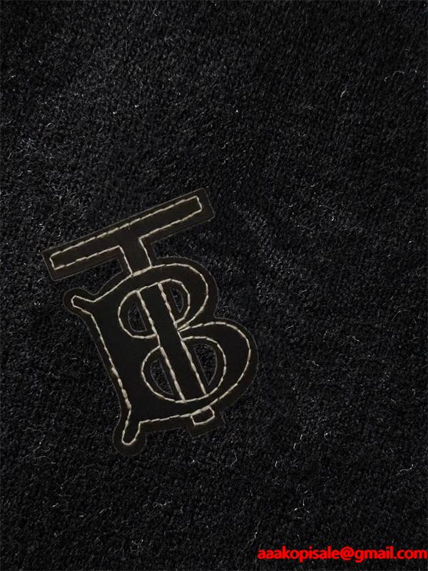 BURBERRY バーバリー コピー ブラック トレンド継続 TBロゴ シンプルニット セーター