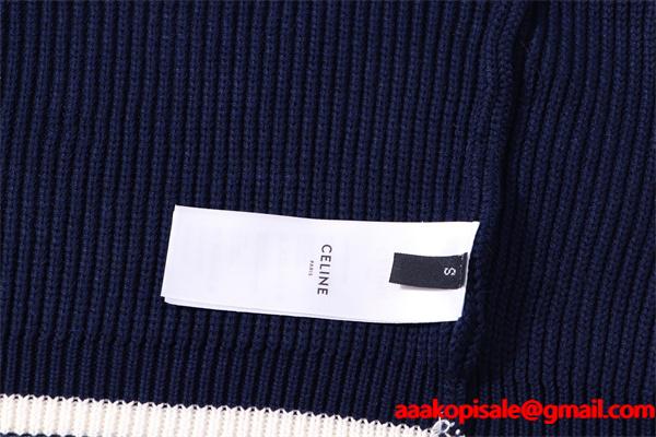 トレンド感溢れる カレッジ ニット ジップパーカー 人気 CELINE セリーヌ 偽物