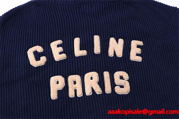 トレンド感溢れる カレッジ ニット ジップパーカー 人気 CELINE セリーヌ 偽物