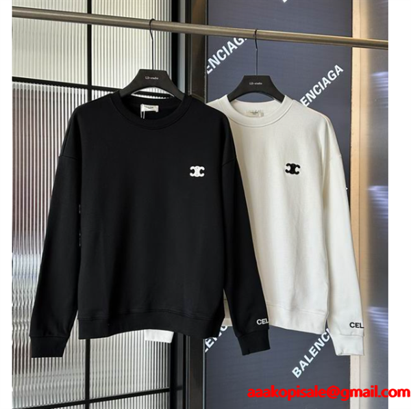 2025-2026トレンド☆CELINE セリーヌ スウェットコピー刺繡ロゴデザインシンプルデザイン