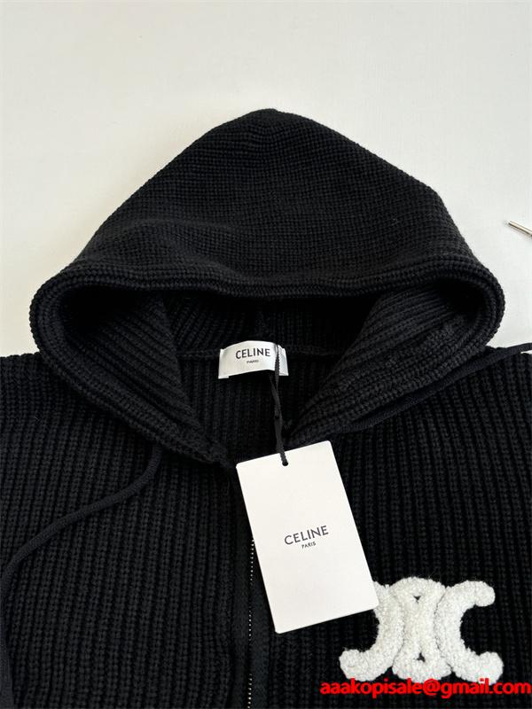 秋冬 ブラック 注目必至 エレガント暖感 CELINE セリーヌ コピー ジップパーカー
