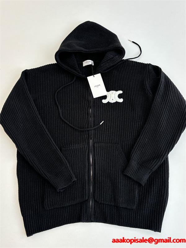 秋冬 ブラック 注目必至 エレガント暖感 CELINE セリーヌ コピー ジップパーカー