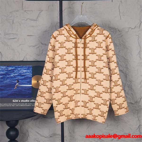 秋冬 ベージュ 新作登場 モード可憐 総柄 CELINE セリーヌ スーパーコピー パーカー