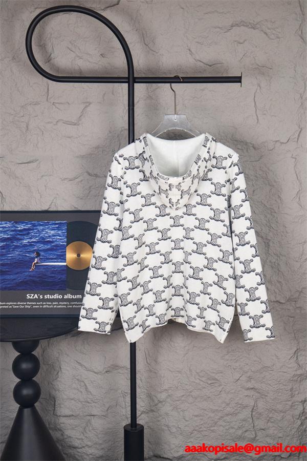 秋冬 ベージュ 新作登場 モード可憐 総柄 CELINE セリーヌ スーパーコピー パーカー