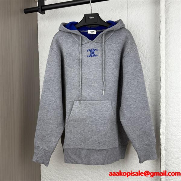 グレー 新作 トレンド 洗練 柔軟着心地 CELINE セリーヌ スーパーコピー パーカー