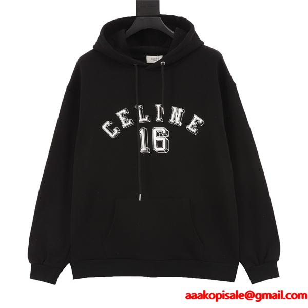 秋冬 ブラック 注目急上昇 モード感漂う 立体ロゴ パーカー CELINE セリーヌ コピー