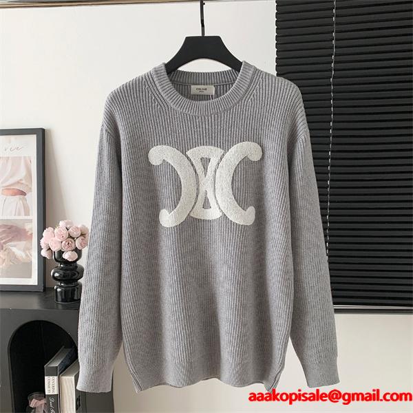 CELINE セリーヌ 偽物 秋冬 ネイビー 人気拡大中 存在感抜群 ニットセーター