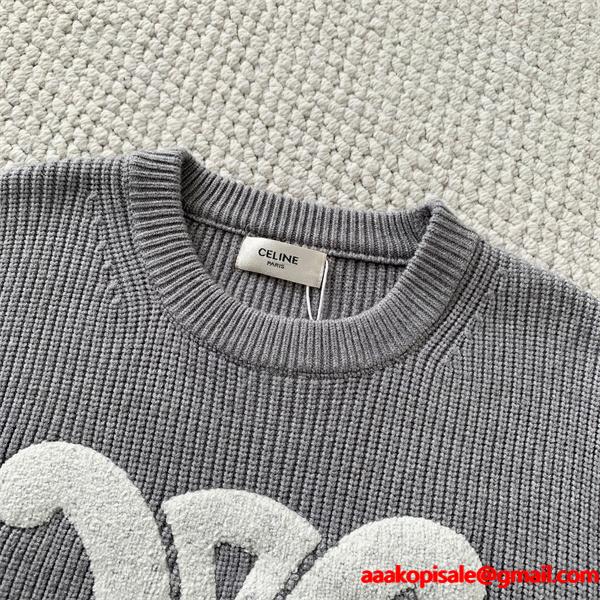 CELINE セリーヌ 偽物 秋冬 ネイビー 人気拡大中 存在感抜群 ニットセーター