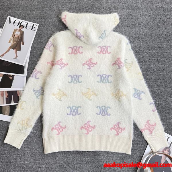 秋冬 クリーム色 注目爆上げ やわらか上質 CELINE セリーヌ コピー ニット帽