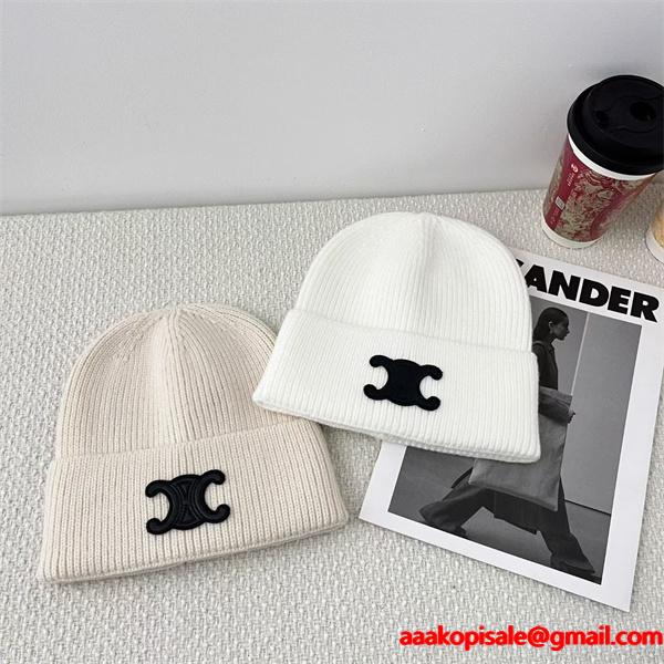 CELINE セリーヌ 偽物 秋冬 マルチカラー 検索人気トップ しっとり暖か ニット帽