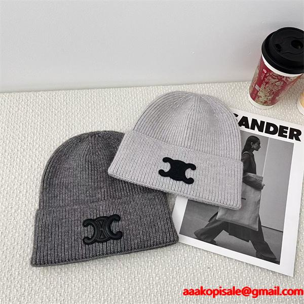 CELINE セリーヌ 偽物 秋冬 マルチカラー 検索人気トップ しっとり暖か ニット帽