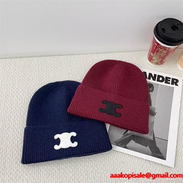 CELINE セリーヌ 偽物 秋冬 マルチカラー 検索人気トップ しっとり暖か ニット帽