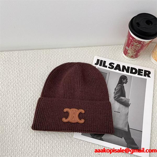 CELINE セリーヌ 偽物 秋冬 マルチカラー 検索人気トップ しっとり暖か ニット帽