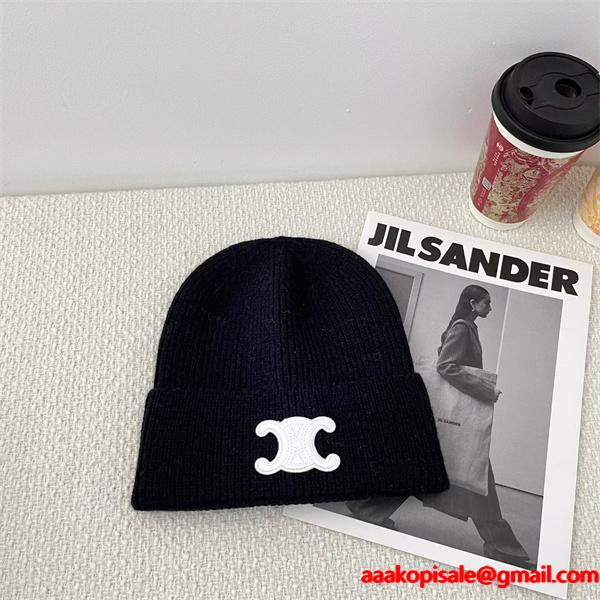 CELINE セリーヌ 偽物 秋冬 マルチカラー 検索人気トップ しっとり暖か ニット帽