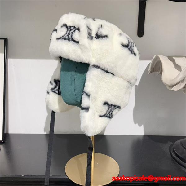 CELINE セリーヌ コピー 秋冬 ホワイト 話題性MAX 防寒イヤーフラップ帽