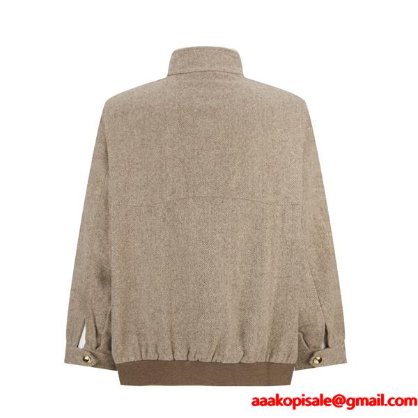 MIUMIU ミュウミュウ コピー 2025年秋冬 ヘリンボーン素材 きれいめミリタリー 大人 ジャケット