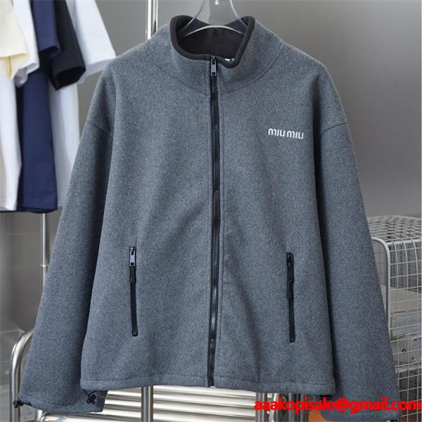 シンプル＆ミニマル 上質フリース ジップアップ ジャケット MIUMIU ミュウミュウ コピー
