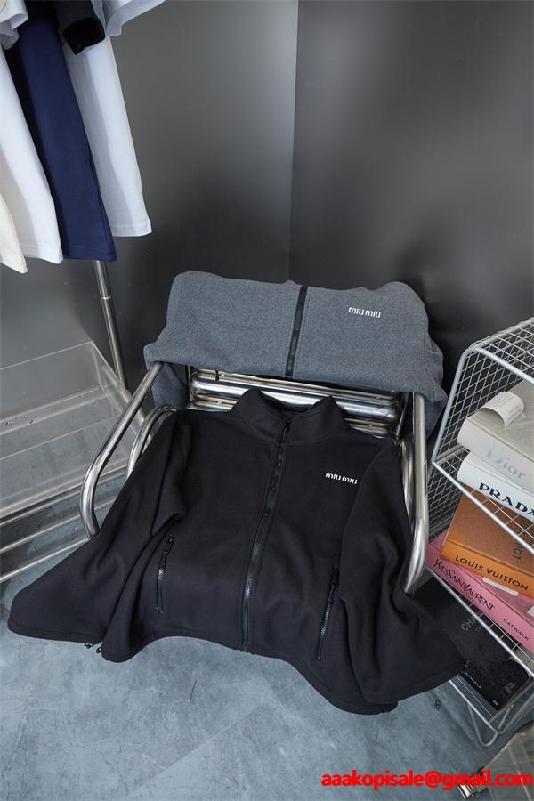 シンプル＆ミニマル 上質フリース ジップアップ ジャケット MIUMIU ミュウミュウ コピー