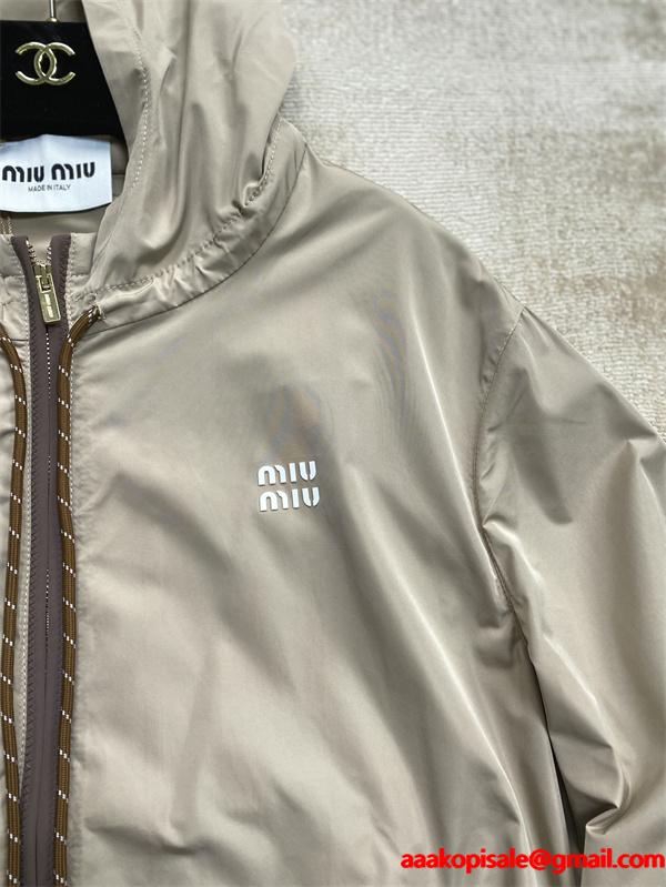 2025年秋冬 新作 上質ナイロン 防風フード付き MIUMIU ミュウミュウ コピー ジャケット