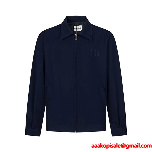 MIUMIU ミュウミュウ 偽物 プレミアム品質！ 定番人気 上品ネイビー ジップ ジャケット