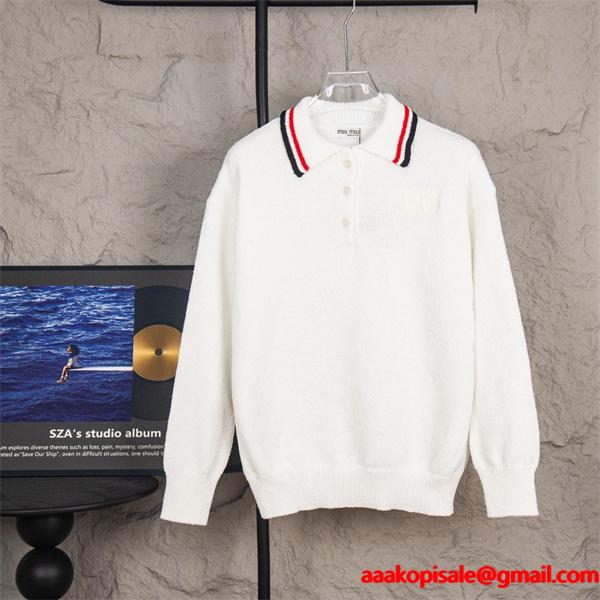 MIUMIU ミュウミュウ コピー 2025年秋冬 定番 上品 ポロニット 肌触り良好