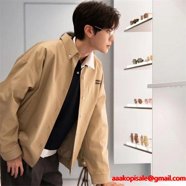 新作 きれいめ シャツジャケット 着回し抜群 MIUMIU ミュウミュウ スーパーコピー