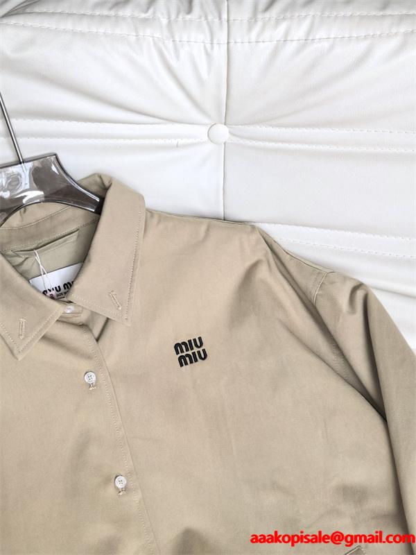 新作 きれいめ シャツジャケット 着回し抜群 MIUMIU ミュウミュウ スーパーコピー