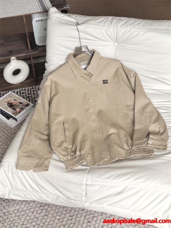 新作 きれいめ シャツジャケット 着回し抜群 MIUMIU ミュウミュウ スーパーコピー