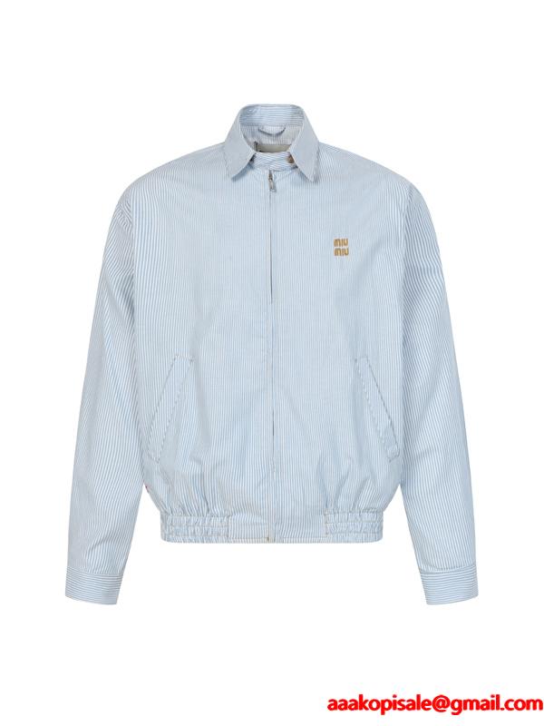 MIUMIU ミュウミュウ コピー 大人カジュアル 洗練 ライトブルー ジップ ジャケット おすすめ