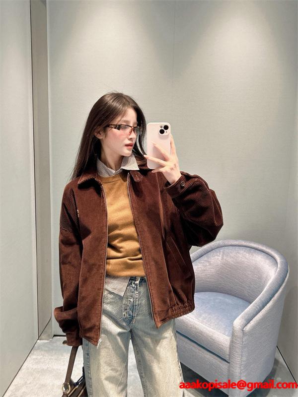 落ち着き感 温もり ブラウン コーデュロイ MIUMIU ミュウミュウ コピー ジャケット 定番