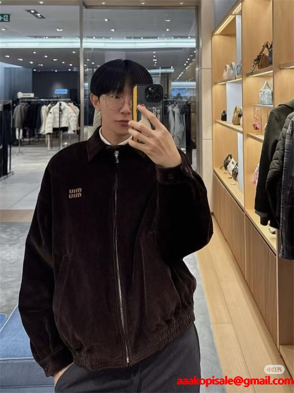 落ち着き感 温もり ブラウン コーデュロイ MIUMIU ミュウミュウ コピー ジャケット 定番