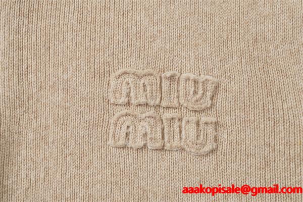 きれいめ 上質 ベージュ ニットジップ ジャケット 注目 MIUMIU ミュウミュウ スーパーコピー