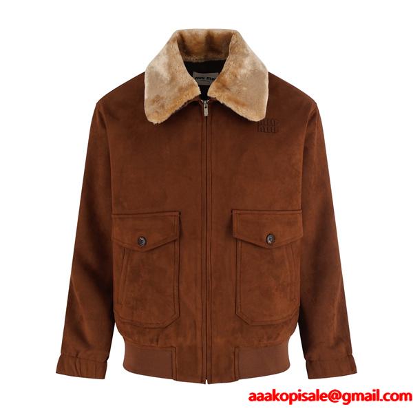 大人ヴィンテージ 温もり ブラウン ムートン MIUMIU ミュウミュウ コピー ジャケット イチオシ