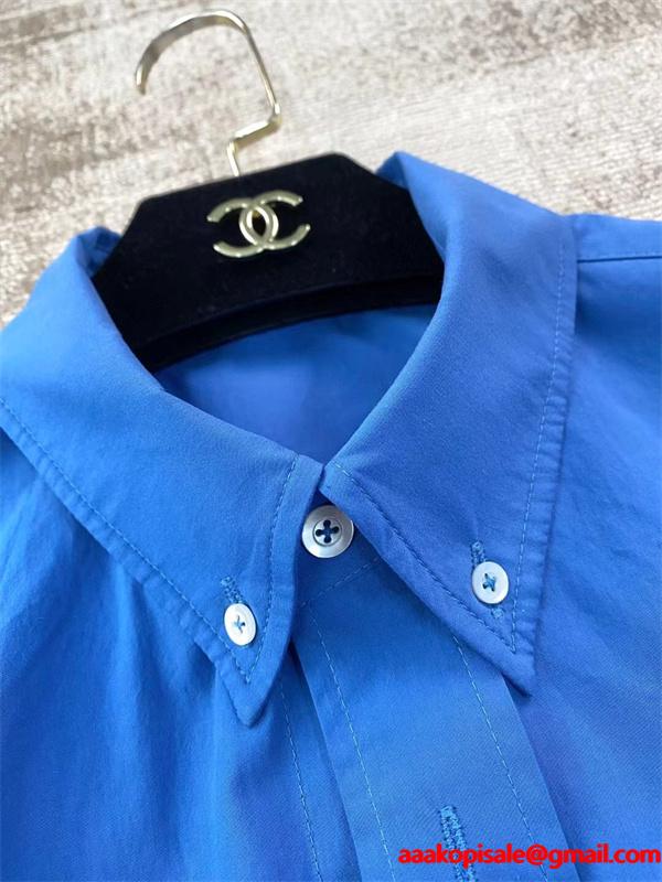 2025秋冬 きれいめ 軽やか素材 ブルー MIUMIU ミュウミュウ スーパーコピー シャツ トレンド