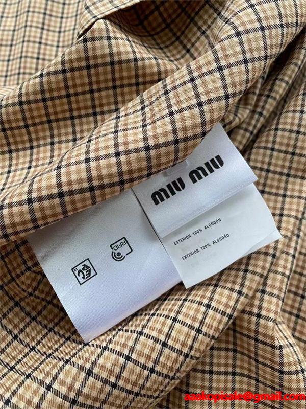 MIUMIU ミュウミュウ コピー 2025秋冬 クラシック 上品チェック ベージュ シャツ 定番
