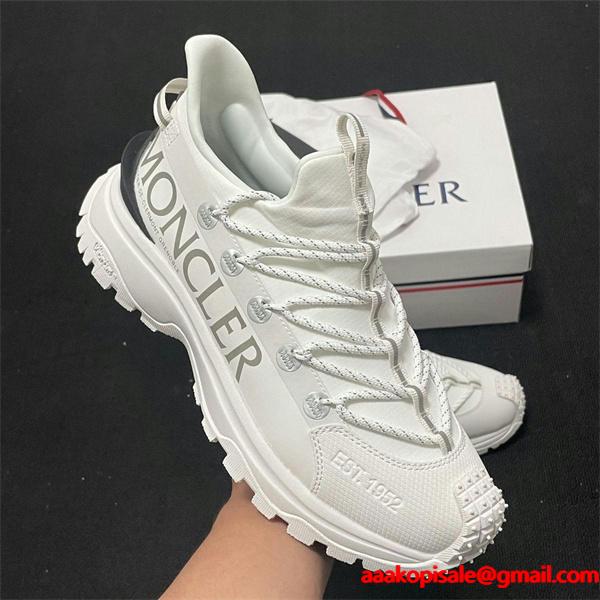 MONCLER メンズ／レディース ロゴ トレイルスニーカー 厚底 グリップソール 軽量 クッション性 アウトドア＆タウンユース対応