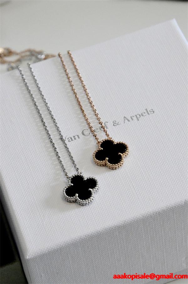 VCA ヴァン ヴァン クリーフ＆アーペル コピー 四つ葉モチーフ ネックレス ブラック オニキス 上品 大人