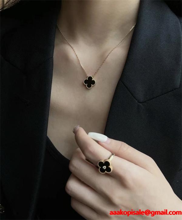 VCA ヴァン ヴァン クリーフ＆アーペル コピー 四つ葉モチーフ ネックレス ブラック オニキス 上品 大人